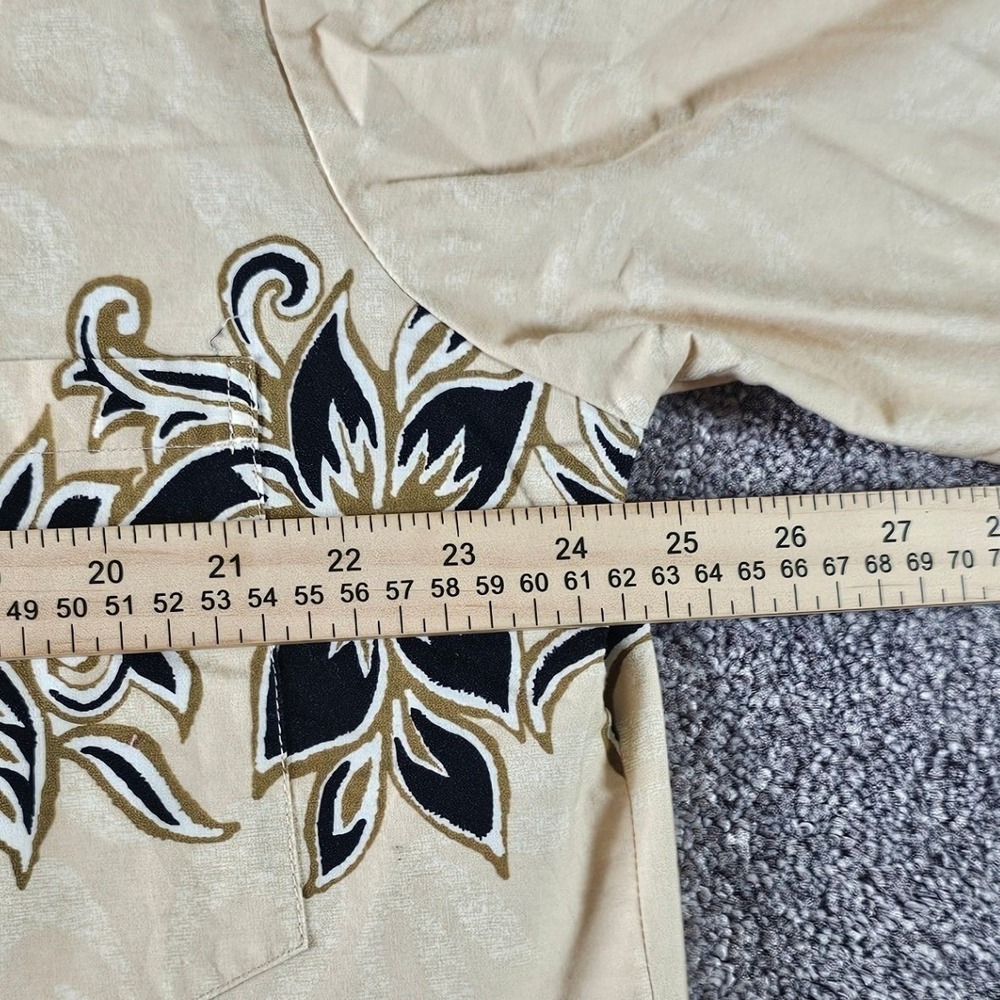 Hilo Hattie Aloha Shirt Mens XL Tan Floral Border Print Cotton Made in Hawaii - Picture 5 of 9